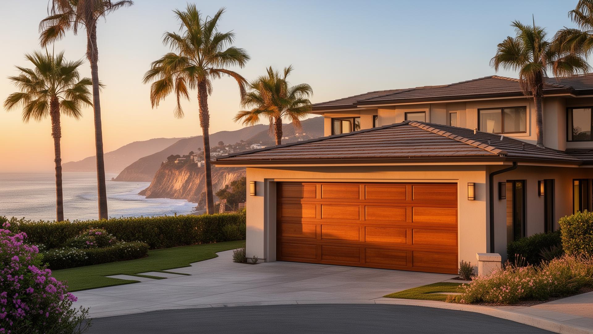 Beautiful garage door in Malibu home